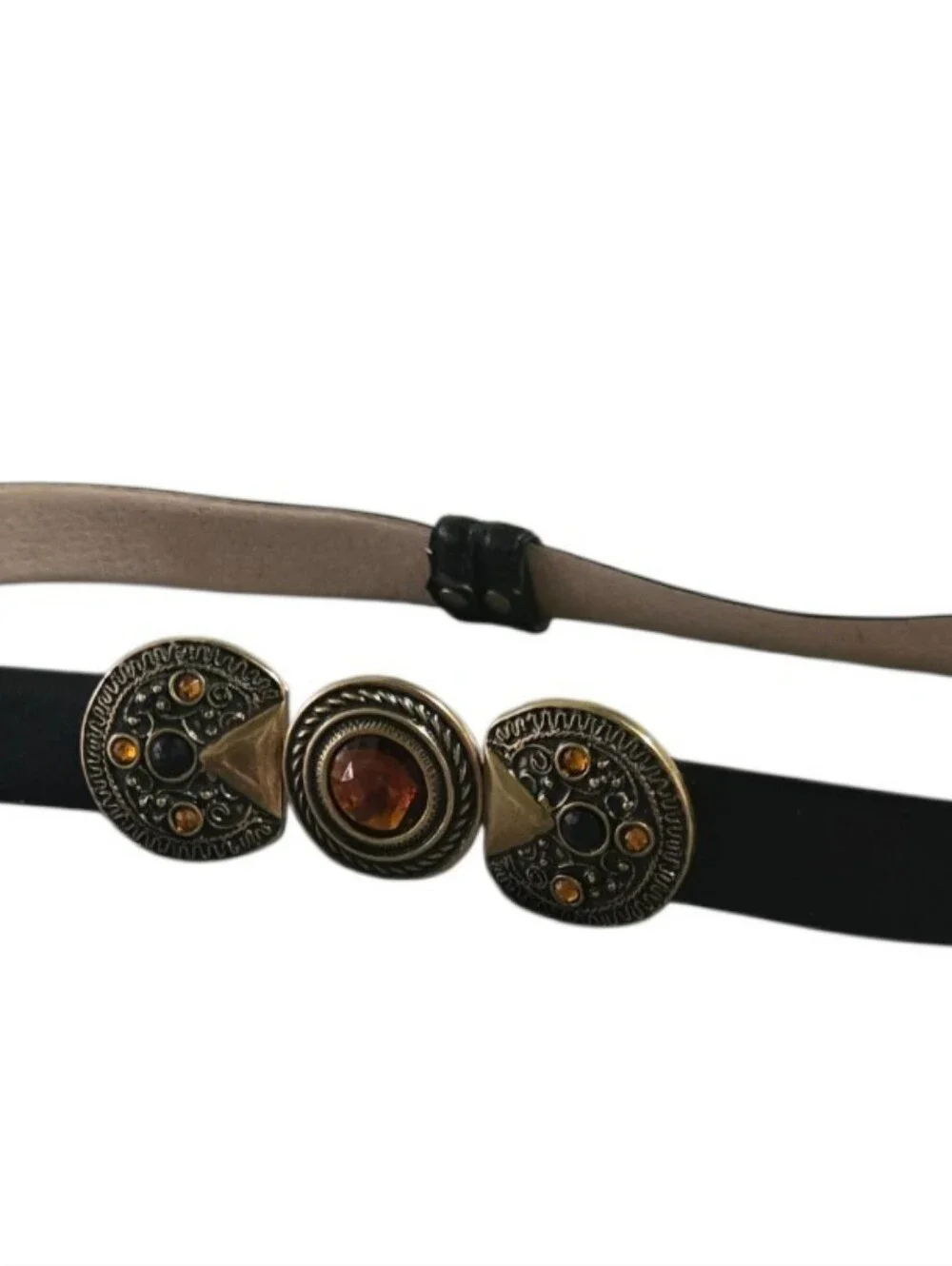 Genuine Leather Black Western Boho Statement Belt Ornate Buckle